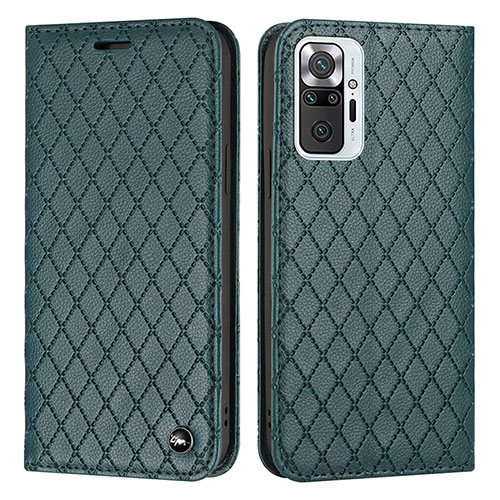 Leather Case Stands Flip Cover Holder H05X for Xiaomi Redmi Note 10 Pro 4G Green