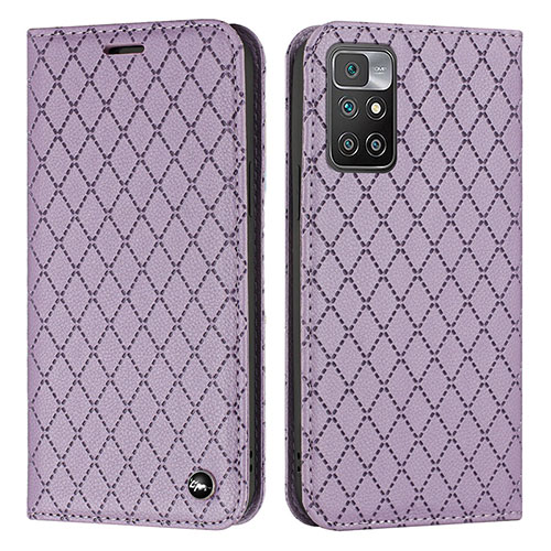Leather Case Stands Flip Cover Holder H05X for Xiaomi Redmi Note 11 4G (2021) Purple