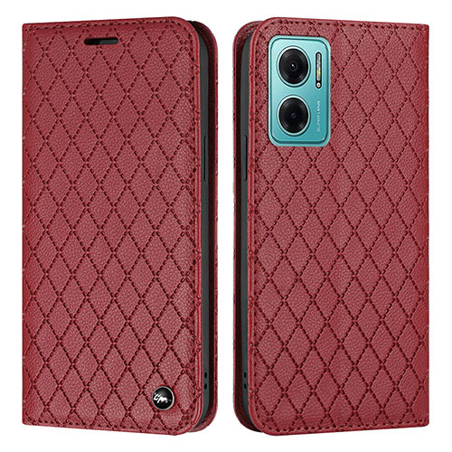 Leather Case Stands Flip Cover Holder H05X for Xiaomi Redmi Note 11E 5G Red