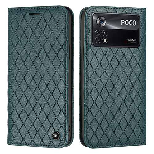 Leather Case Stands Flip Cover Holder H05X for Xiaomi Redmi Note 11E Pro 5G Green