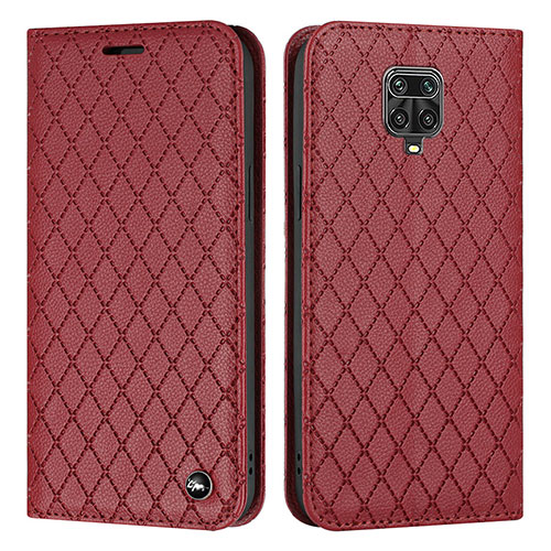 Leather Case Stands Flip Cover Holder H05X for Xiaomi Redmi Note 9 Pro Max Red