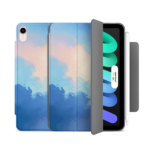 Leather Case Stands Flip Cover Holder H06 for Apple iPad Mini 6 Blue