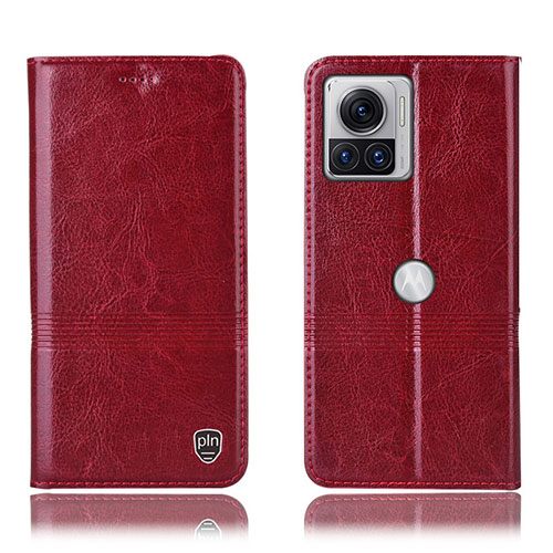 Leather Case Stands Flip Cover Holder H06P for Motorola Moto Edge X30 Pro 5G Red