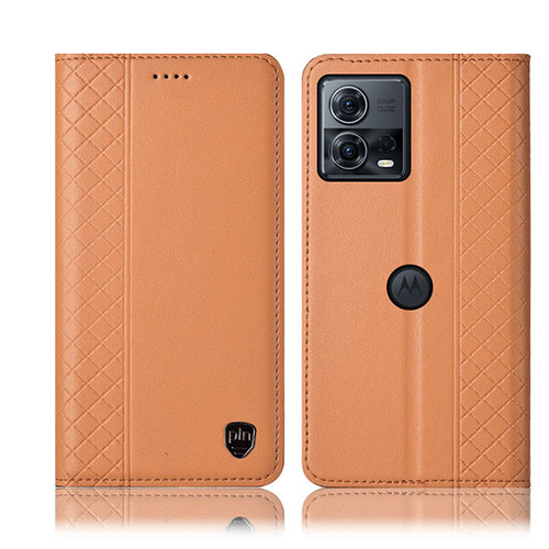 Leather Case Stands Flip Cover Holder H06P for Motorola Moto S30 Pro 5G Orange