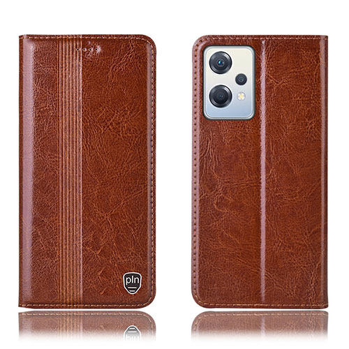 Leather Case Stands Flip Cover Holder H06P for OnePlus Nord CE 2 Lite 5G Light Brown