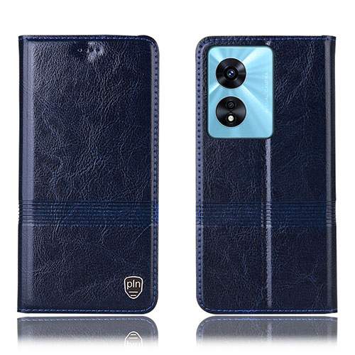 Leather Case Stands Flip Cover Holder H06P for Oppo A1 5G Blue