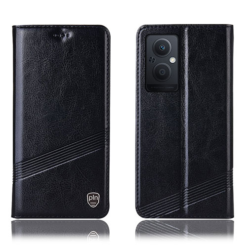 Leather Case Stands Flip Cover Holder H06P for Oppo Reno7 Lite 5G Black