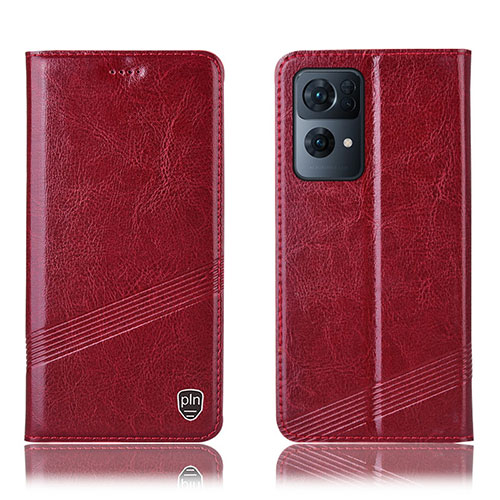 Leather Case Stands Flip Cover Holder H06P for Oppo Reno7 Pro 5G Red