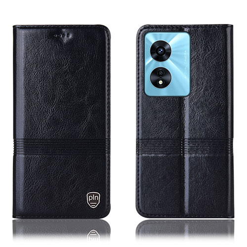 Leather Case Stands Flip Cover Holder H06P for Oppo Reno8 T 5G Black