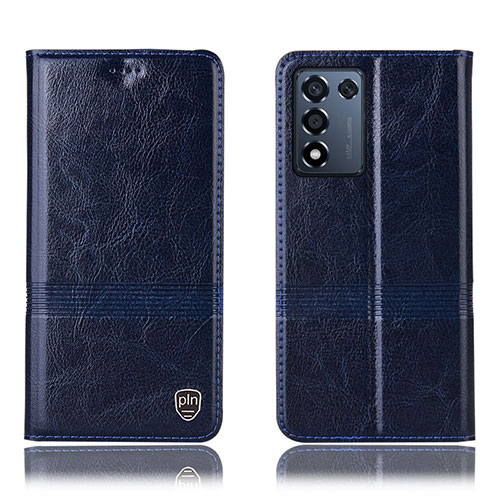 Leather Case Stands Flip Cover Holder H06P for Realme Q3s 5G Blue