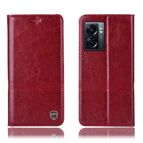 Leather Case Stands Flip Cover Holder H06P for Realme Q5i 5G Red