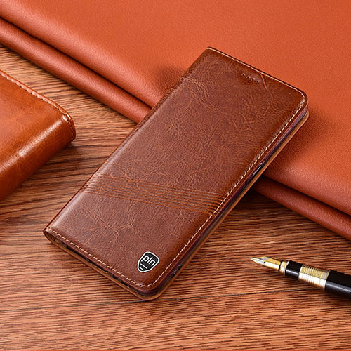 Leather Case Stands Flip Cover Holder H06P for Sony Xperia 1 V Light Brown