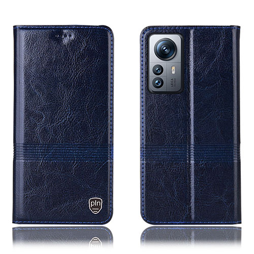 Leather Case Stands Flip Cover Holder H06P for Xiaomi Mi 12 5G Blue