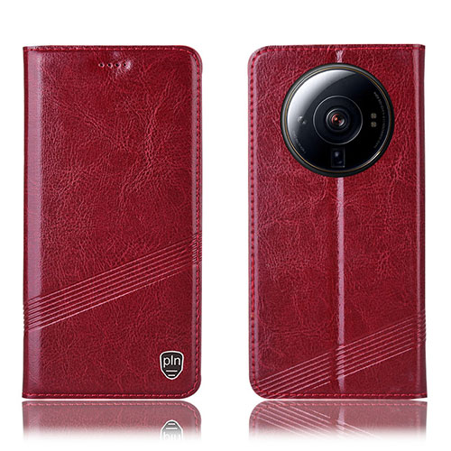 Leather Case Stands Flip Cover Holder H06P for Xiaomi Mi 12S Ultra 5G Red