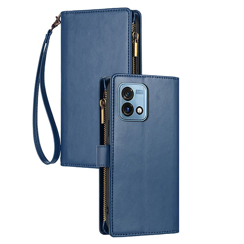 Leather Case Stands Flip Cover Holder H06X for Motorola Moto G Stylus (2023) 4G Blue