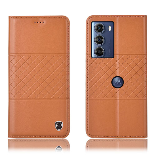 Leather Case Stands Flip Cover Holder H07P for Motorola Moto Edge S30 5G Orange