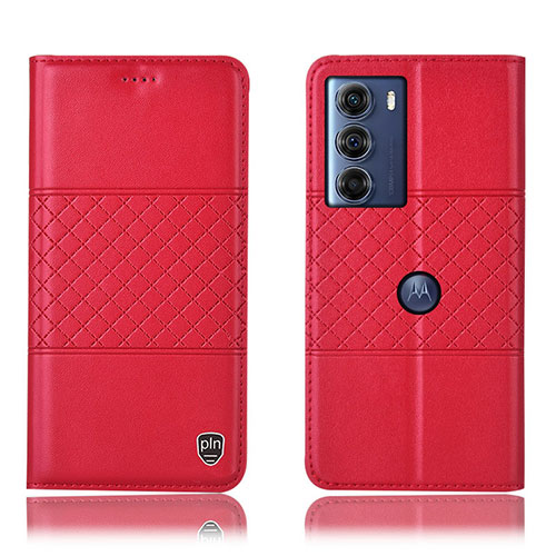 Leather Case Stands Flip Cover Holder H07P for Motorola Moto Edge S30 5G Red