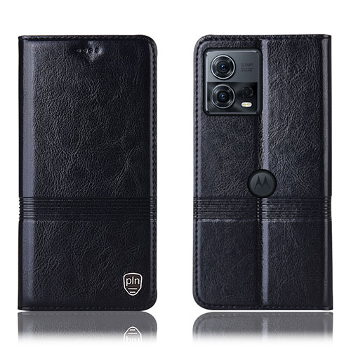 Leather Case Stands Flip Cover Holder H07P for Motorola Moto Edge S30 Pro 5G Black