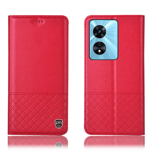 Leather Case Stands Flip Cover Holder H07P for Oppo A1x 5G Red