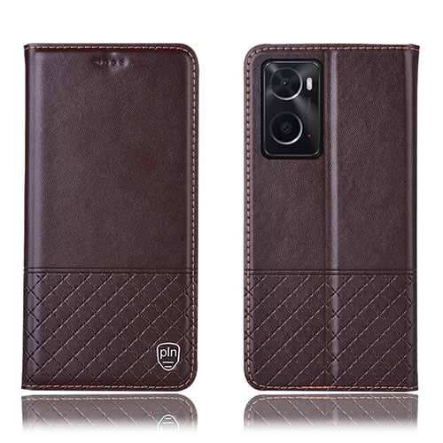 Leather Case Stands Flip Cover Holder H07P for Oppo A36 Brown