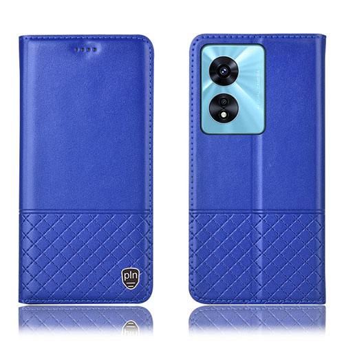Leather Case Stands Flip Cover Holder H07P for Oppo A98 5G Blue