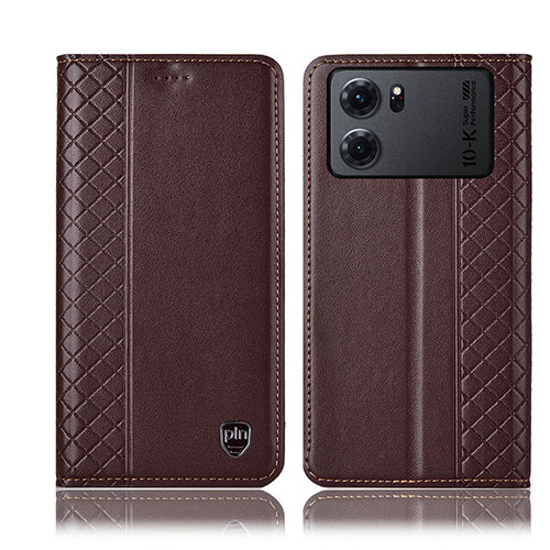 Leather Case Stands Flip Cover Holder H07P for Oppo K10 5G Brown