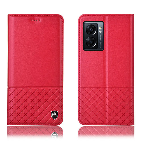 Leather Case Stands Flip Cover Holder H07P for Oppo K10 5G India Red