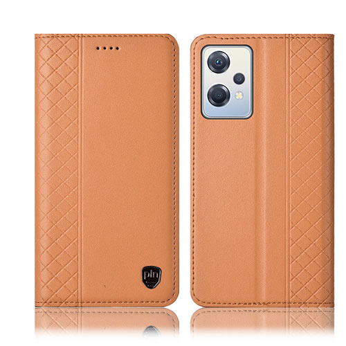 Leather Case Stands Flip Cover Holder H07P for Oppo K10X 5G Orange