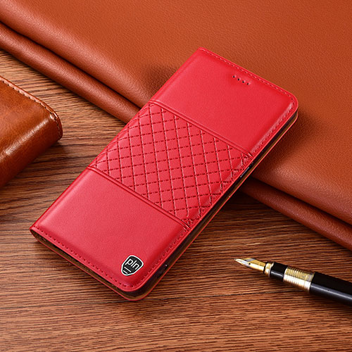 Leather Case Stands Flip Cover Holder H07P for Samsung Galaxy A03 Red