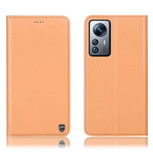 Leather Case Stands Flip Cover Holder H07P for Xiaomi Mi 12 Lite 5G Orange