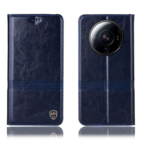 Leather Case Stands Flip Cover Holder H07P for Xiaomi Mi 12 Ultra 5G Blue