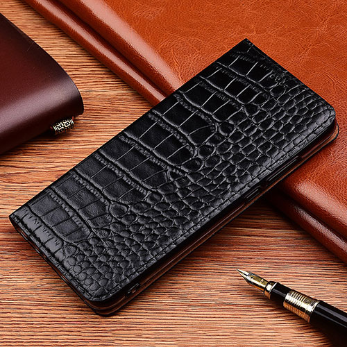 Leather Case Stands Flip Cover Holder H08P for Asus Zenfone 8 ZS590KS Black