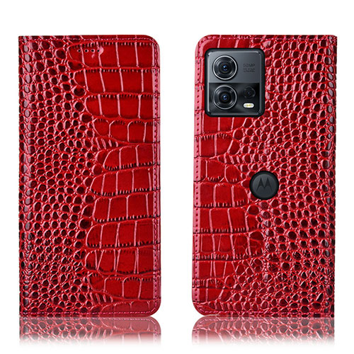 Leather Case Stands Flip Cover Holder H08P for Motorola Moto S30 Pro 5G Red