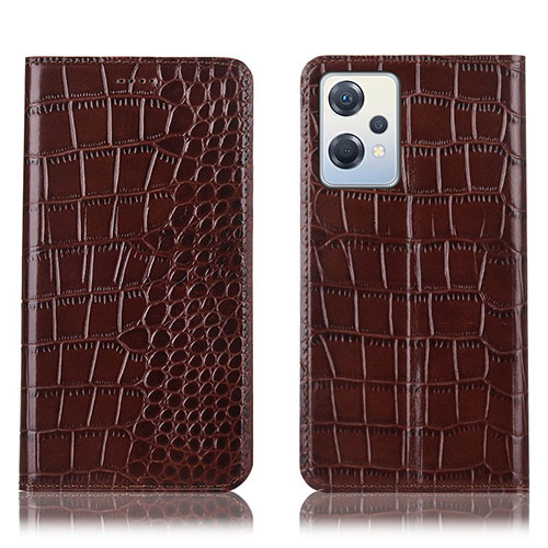 Leather Case Stands Flip Cover Holder H08P for OnePlus Nord CE 2 Lite 5G Brown