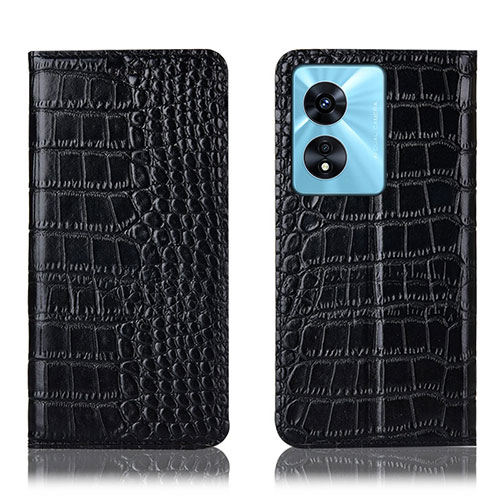 Leather Case Stands Flip Cover Holder H08P for Oppo A1x 5G Black
