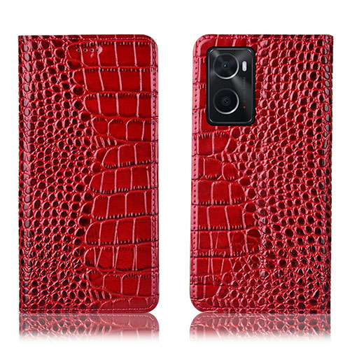 Leather Case Stands Flip Cover Holder H08P for Oppo A76 Red