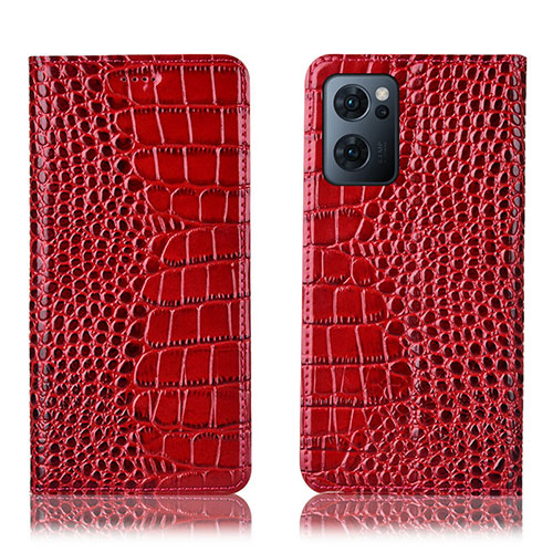 Leather Case Stands Flip Cover Holder H08P for Oppo Find X5 Lite 5G Red