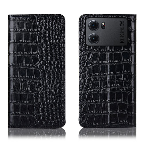 Leather Case Stands Flip Cover Holder H08P for Oppo K10 5G Black