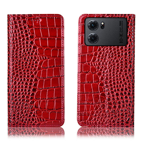 Leather Case Stands Flip Cover Holder H08P for Oppo K10 5G Red