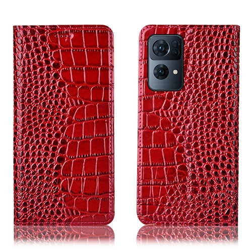 Leather Case Stands Flip Cover Holder H08P for Oppo Reno7 Pro 5G Red