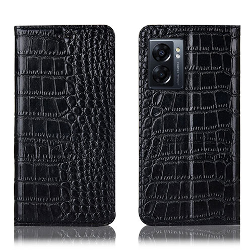 Leather Case Stands Flip Cover Holder H08P for Realme V23 5G Black