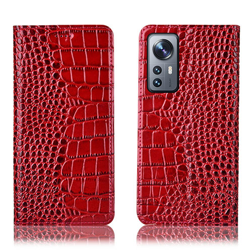 Leather Case Stands Flip Cover Holder H08P for Xiaomi Mi 12 5G Red