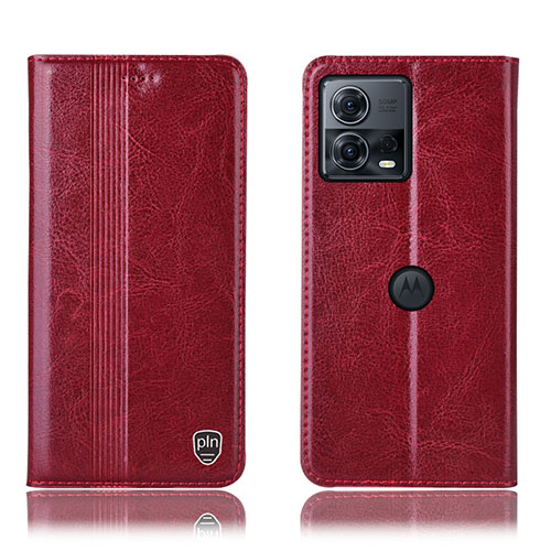 Leather Case Stands Flip Cover Holder H09P for Motorola Moto Edge 30 Fusion 5G Red