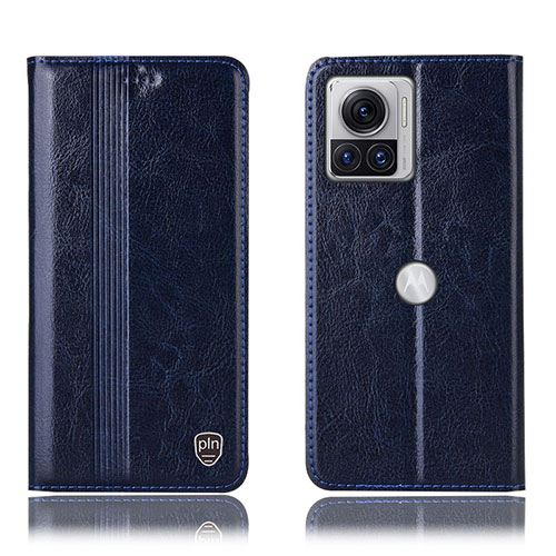 Leather Case Stands Flip Cover Holder H09P for Motorola Moto Edge 30 Ultra 5G Blue