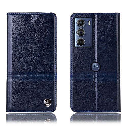 Leather Case Stands Flip Cover Holder H09P for Motorola Moto Edge S30 5G Blue