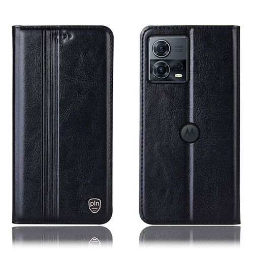 Leather Case Stands Flip Cover Holder H09P for Motorola Moto S30 Pro 5G Black