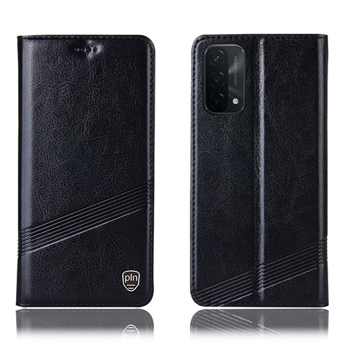 Leather Case Stands Flip Cover Holder H09P for Oppo A93 5G Black