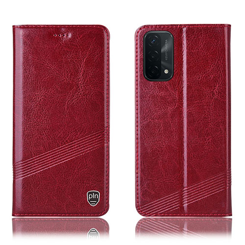 Leather Case Stands Flip Cover Holder H09P for Oppo A93 5G Red