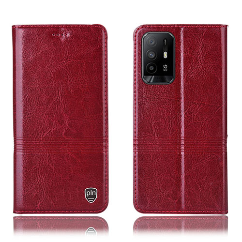 Leather Case Stands Flip Cover Holder H09P for Oppo F19 Pro+ Plus 5G Red