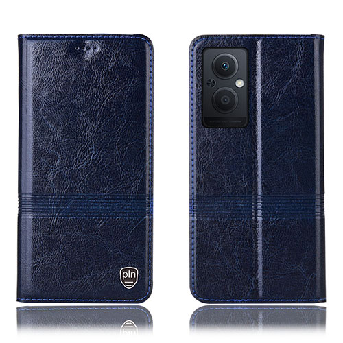 Leather Case Stands Flip Cover Holder H09P for Oppo F21s Pro 5G Blue